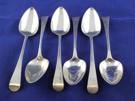 Appraisal: A set of six George III silver Old English pattern