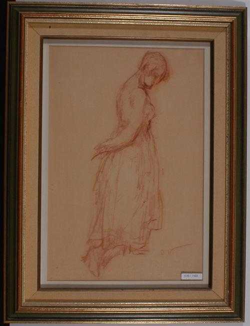 Appraisal: VAUTIER OTTO D sseldorf - Geneva Standing woman Sanguine Monogram