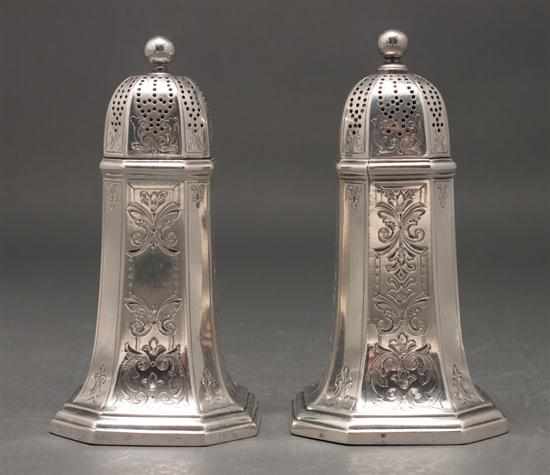 Appraisal: Pair of American engraved sterling silver salt and pepper shakers