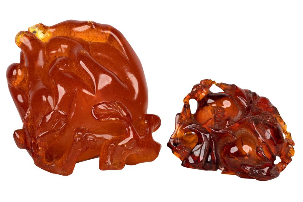 Appraisal: TWO CHINESE AMBER CARVINGSProvenance The Estate of Dr Leon and