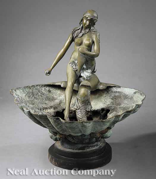 Appraisal: A Painted Bronze Figural Garden Fountain th c of a