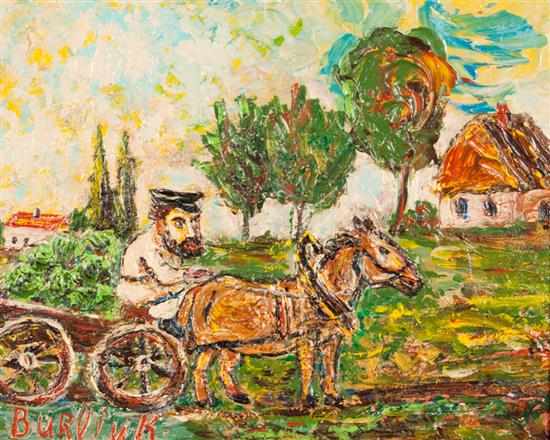 Appraisal: David Davidovich Burliuk American Russian - Village Peddler oil on