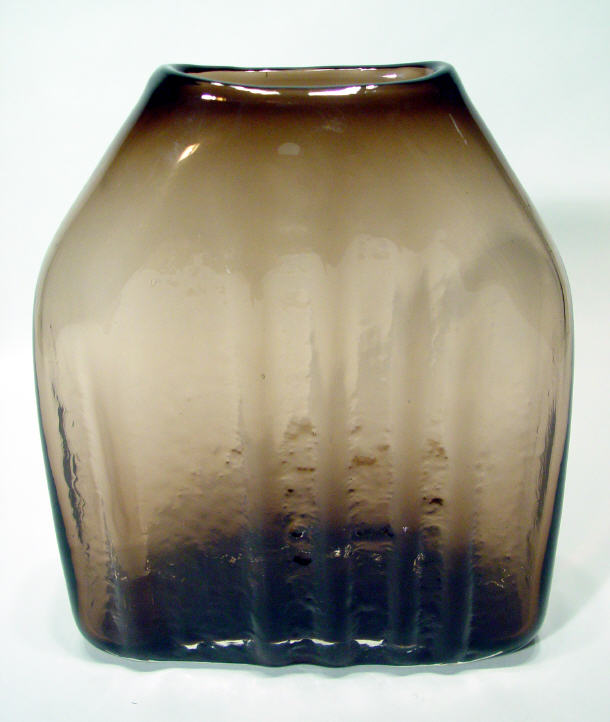 Appraisal: Tall Whitefriars shouldered charcoal glass vase with moulded decoration to