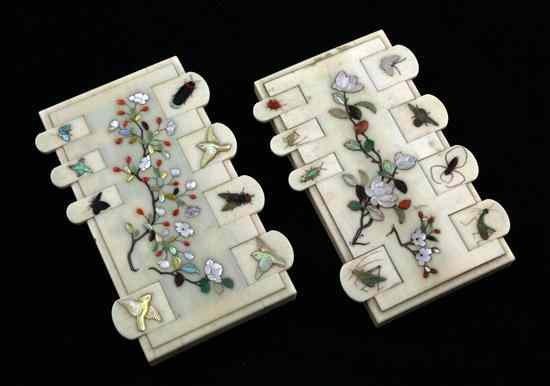 Appraisal: A pair of Shibayama whist markers decorated with insects birds