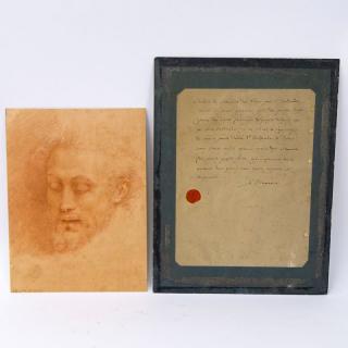 Appraisal: After Leonardo da Vinci Italian - Sanguine drawing on card