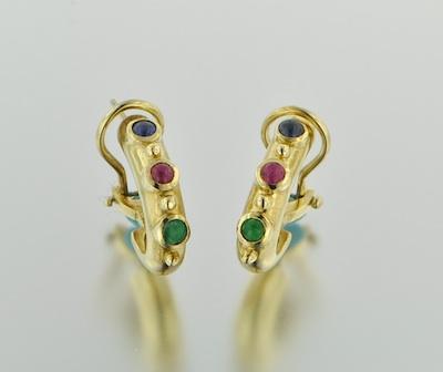 Appraisal: A Pair of Gold and Gemstone Earrings k yellow gold