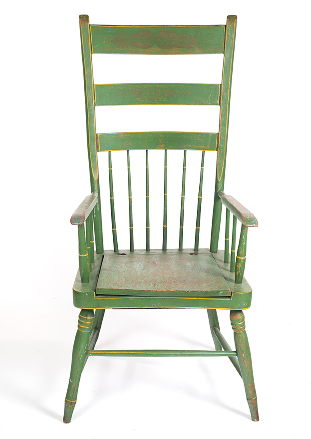 Appraisal: AMERICAN WINDSOR ARMCHAIR Nineteenth century Plank bottom high back made