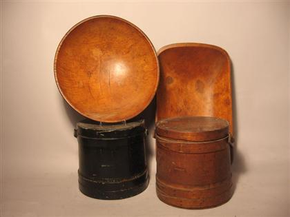 Appraisal: Two piece Wooden Bowls and Two Covered Buckets Including a