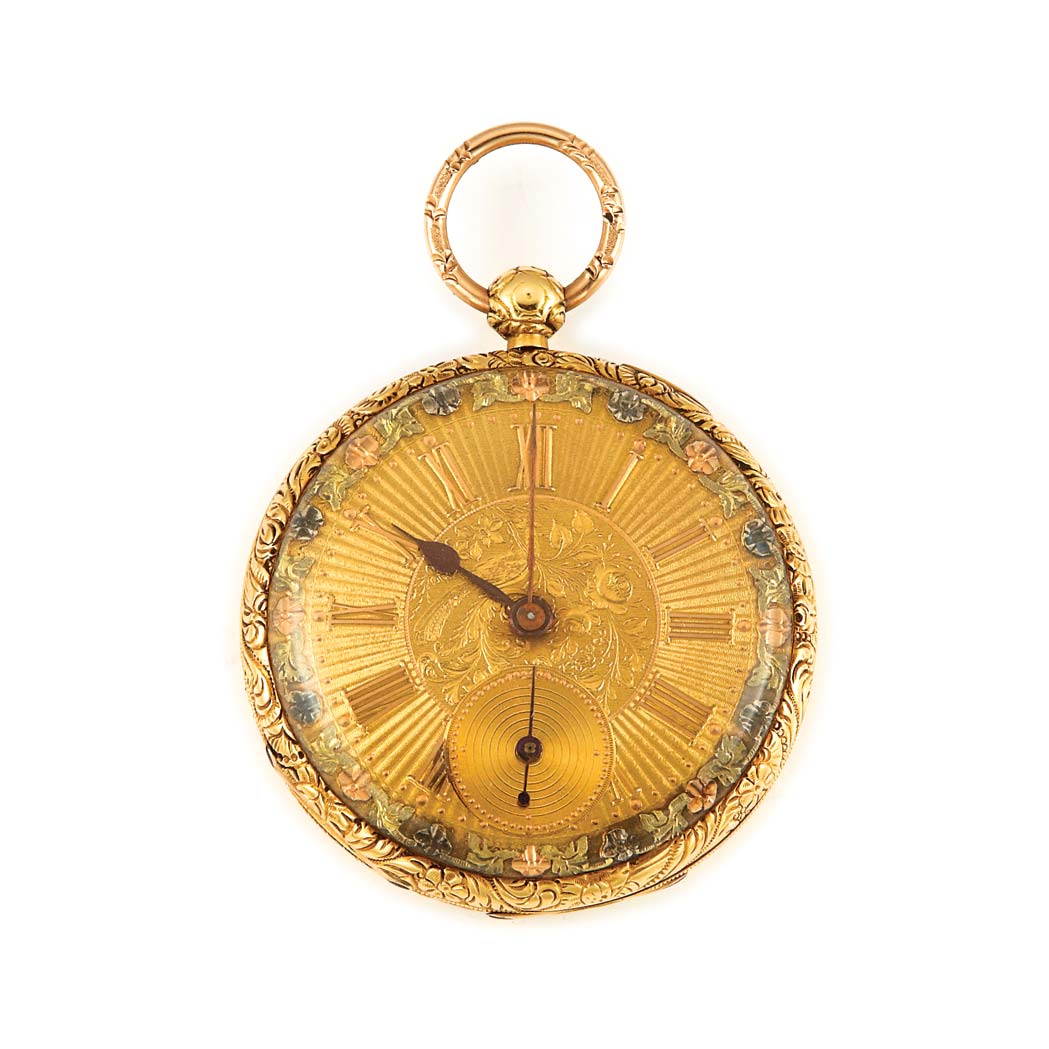 Appraisal: Gentleman's Gold Open Face Pocket Watch kt gilt subsidiary seconds