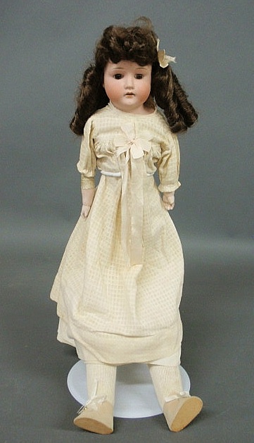 Appraisal: German bisque head doll with kid leather body head stamped