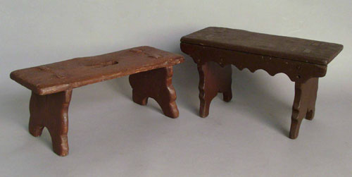 Appraisal: Two painted footstools th c together with a miniature ladder