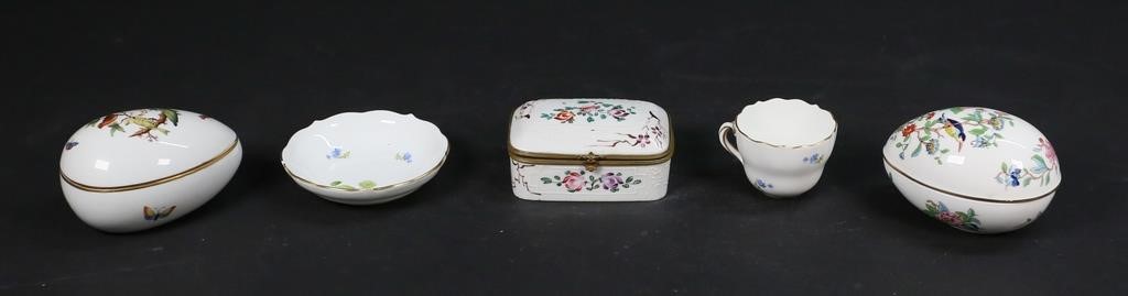 Appraisal: Grouping includes Herend Rothschild Bird pattern porcelain egg box L