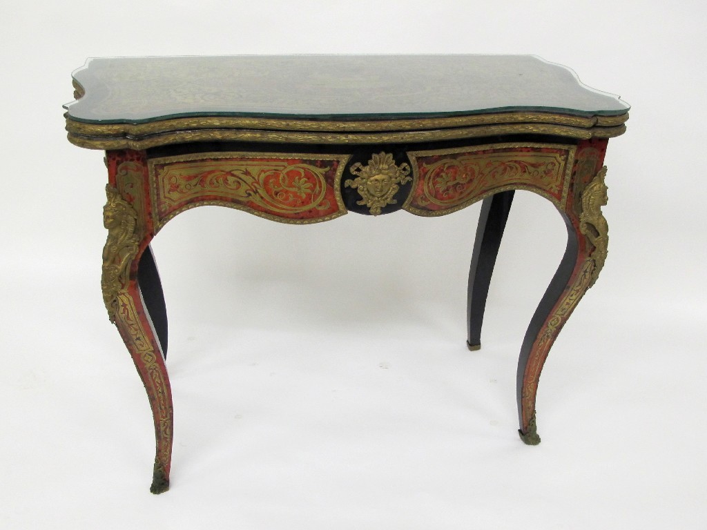 Appraisal: A late th Century boulle marquetry foldover games table the