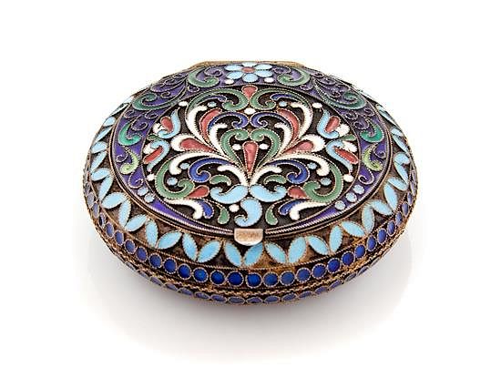 Appraisal: A Russian Enameled Silver Snuff Box Maker's Mark Cyrillic IZO