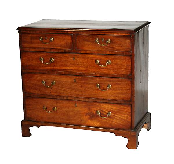 Appraisal: A George III walnut chest of drawers third quarter th