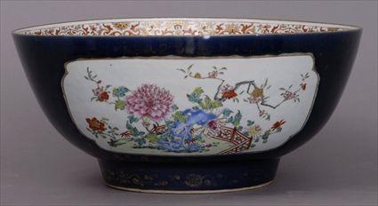 Appraisal: CHINESE EXPORT PORCELAIN FAMILLE ROSE PUNCH BOWL The interior with