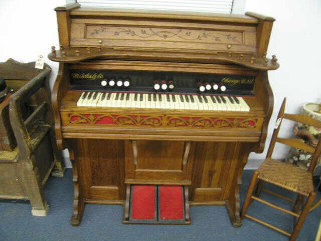 Appraisal: Victorian Pump Organ oak fancy candle shelves gallery trim by