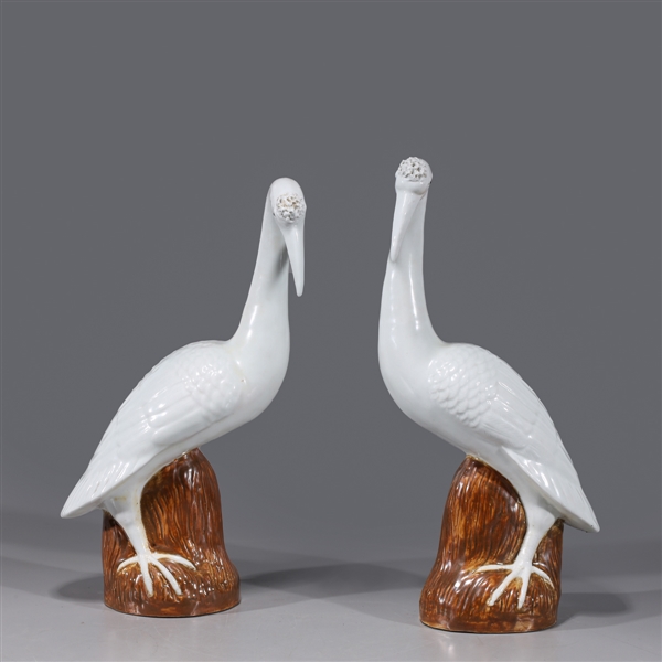 Appraisal: Pair of Chinese porcelain cranes overall good condition the larger