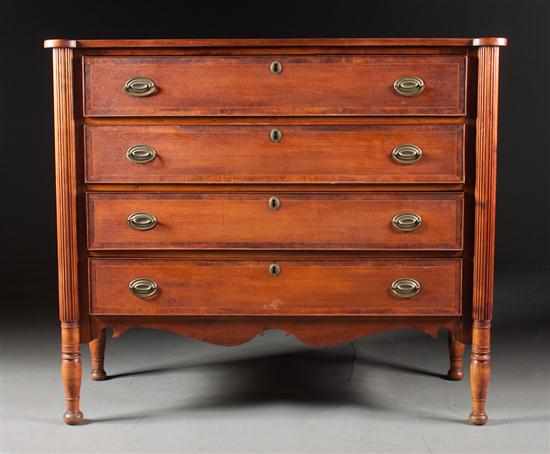 Appraisal: Federal stringer inlaid and banded cherrywood chest of drawers possibly