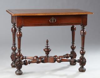 Appraisal: French Louis XIII Style Carved Walnut Writing Tabl French Louis