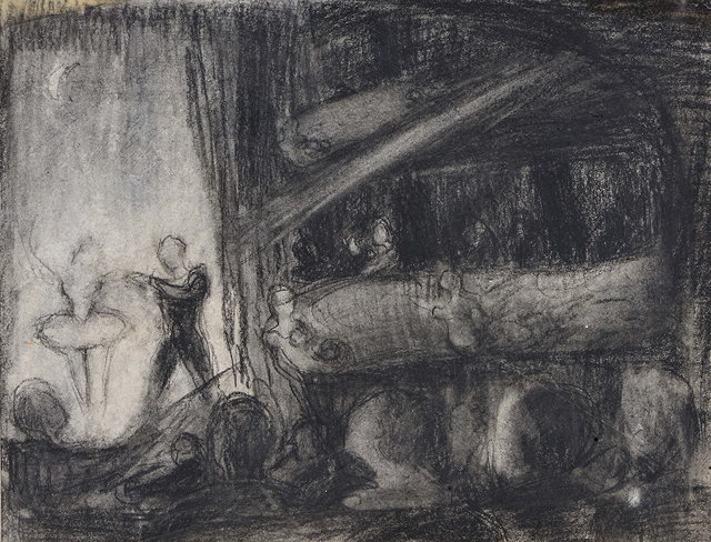 Appraisal: STUDIO OF JOSEF HERMANA scene at the ballet charcoal and