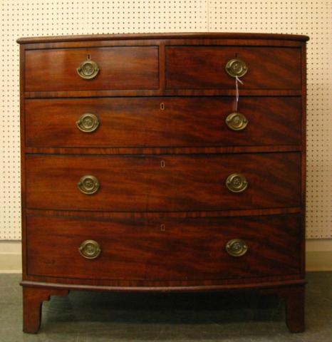 Appraisal: Antique Federal style bow front chest four drawers with brass