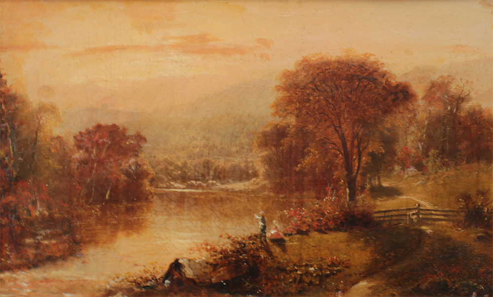 Appraisal: AMERICAN SCHOOL H B BROWN PAINTING Oil Canvas ''View from