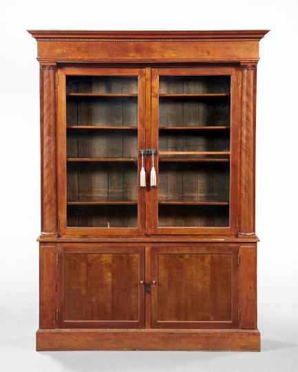 Appraisal: Monumental Mahoganized Birch and Mixed Woods Bookcase ca and later