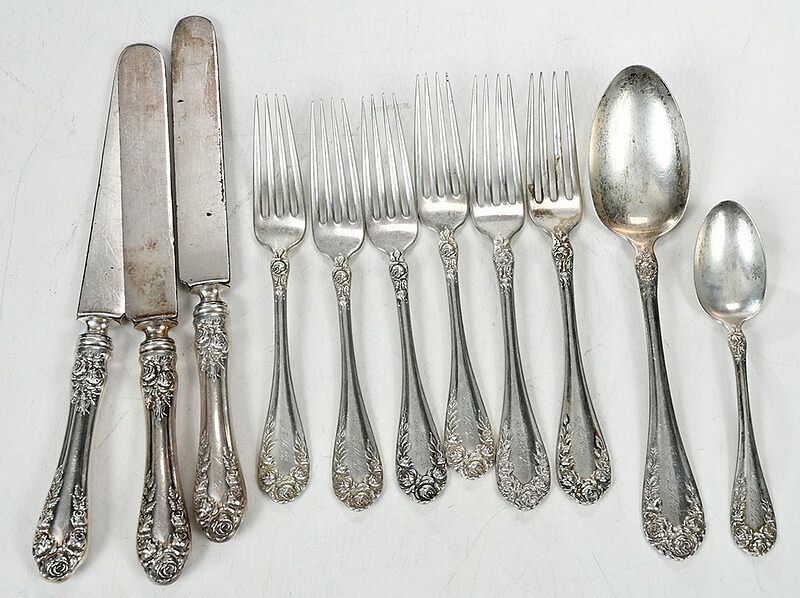 Appraisal: Wallace Rose Sterling Flatware Pieces American th century including three