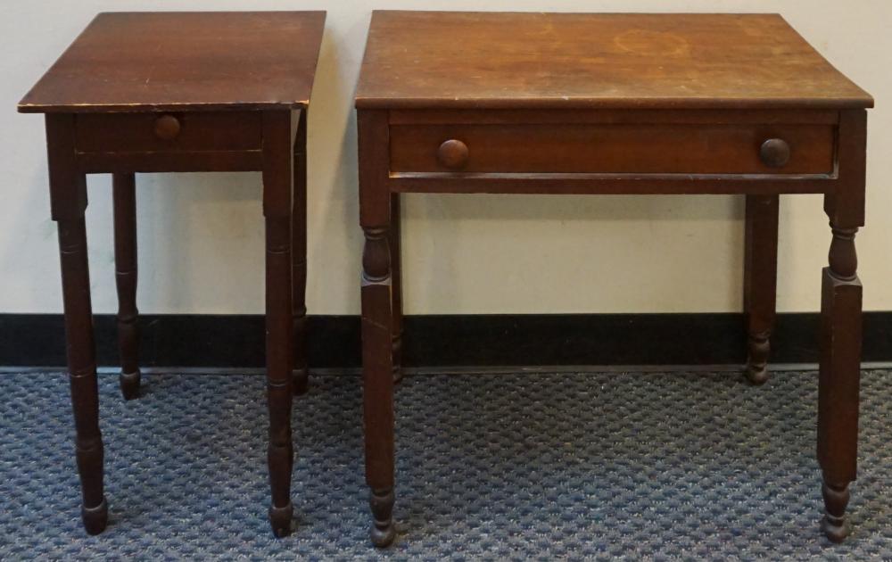 Appraisal: Early American Style Mahogany and Pine Single-Drawer Work Tables