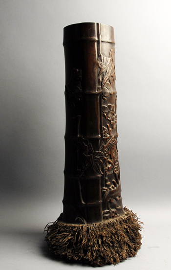 Appraisal: An Asian Bamboo Root Carving hollow and with relief carvings