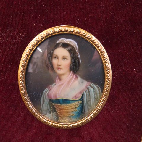 Appraisal: Miniature Painting on Ivory of a Young Lady artist signed