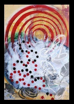 Appraisal: LIZBETH MARANO b CIRCLES AND DOTS Mixed media on paper