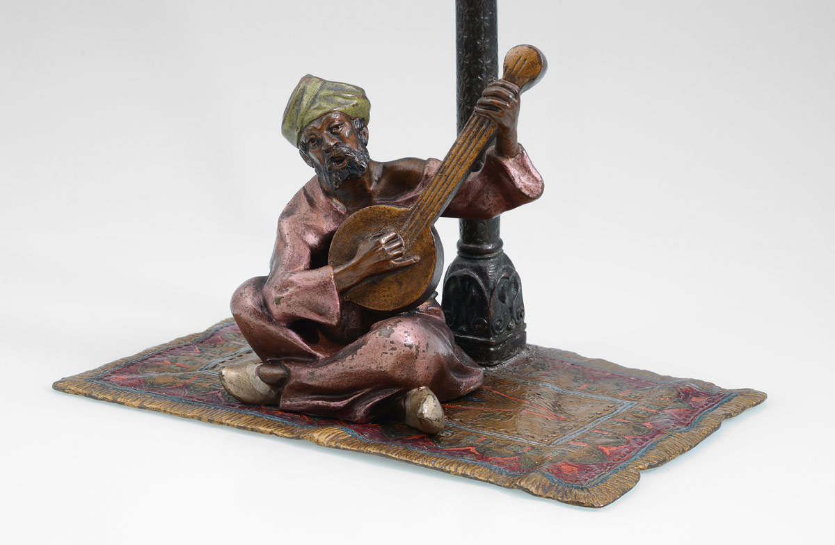 Appraisal: BERGMAN Franz Xavier - ATTRIB Austrian bronze orientalist figural lamp