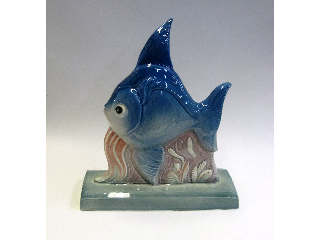 Appraisal: Beswick 'Zebrette' bowl pottery fish figure and two Maling dishes