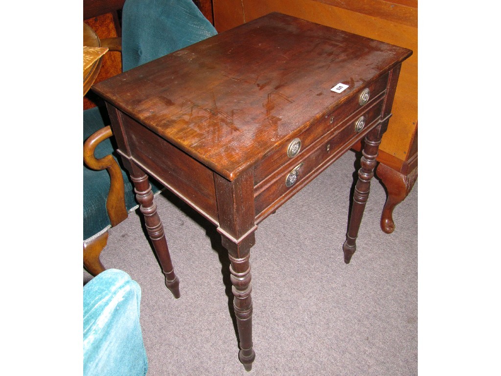 Appraisal: Georgian mahogany two-drawer side table