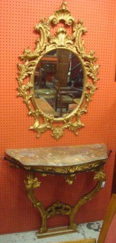 Appraisal: French Carved Giltwood Console and Mirror From a Southampton area