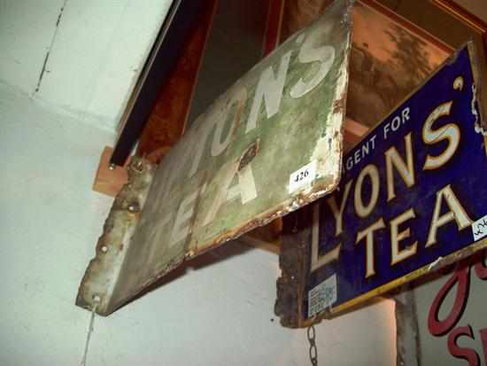 Appraisal: AN ENAMEL LIPTON TEA SIGN AND A LYONS ENAMEL TEA