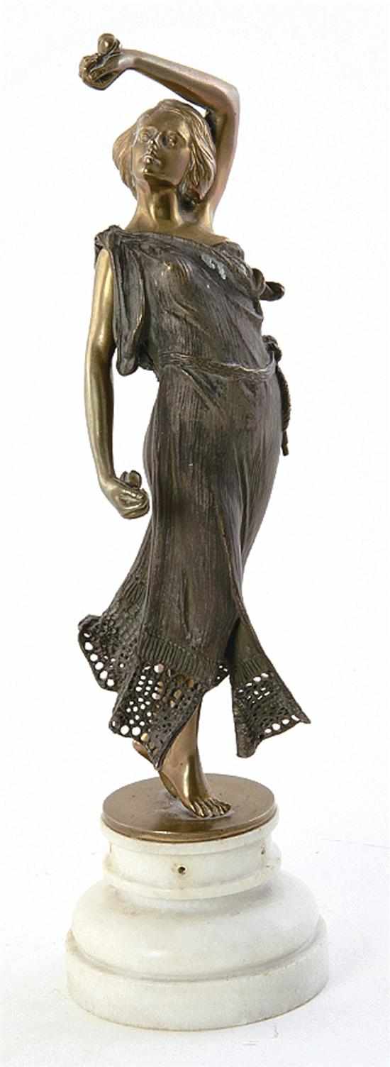 Appraisal: Austrian cold-painted bronze Bergman erotic figure stamped Geschutzt circa dancing