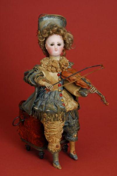 Appraisal: All Original Violinist Automaton with Dome France ca unmarked French