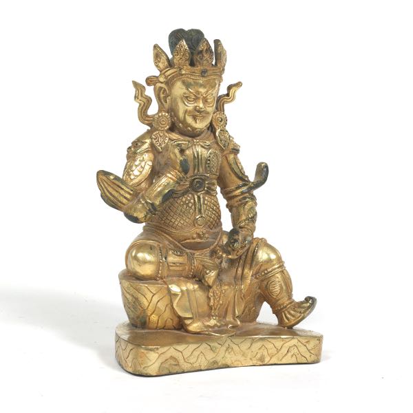 Appraisal: ANTIQUE TIBETAN GILT BRONZE SCULPTURE OF YELLOW JAMBHALA MAMMON GOD