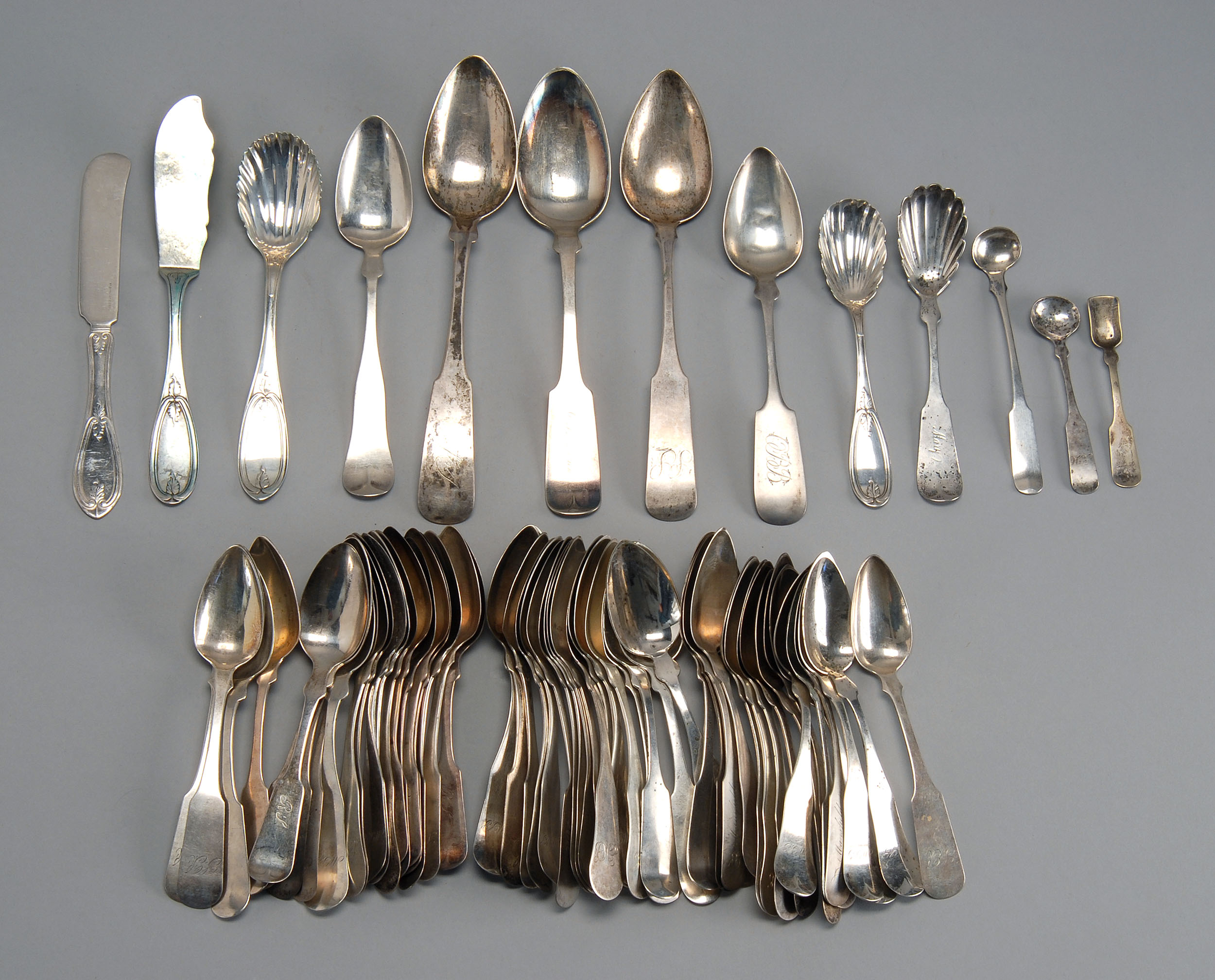 Appraisal: SIXTY-NINE PIECES OF AMERICAN SILVER FLATWARE By various makers Includes