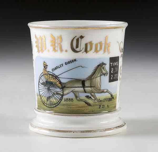 Appraisal: Sulky Driver's Statistical Occupational Shaving Mug A fine porcelain mug