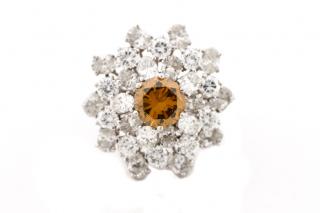 Appraisal: Ladies Platinum Fancy Yellow Diamond Ring GIA Ladies floriform platinum