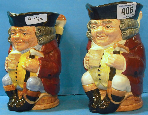 Appraisal: Royal Doulton Toby Jugs Jolly Toby D and slightly smaller