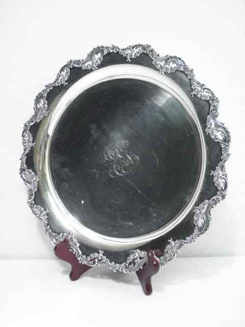 Appraisal: Theodore B Starr sterling silver salver Rococo style pierced silver