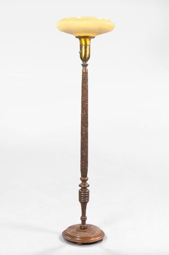 Appraisal: Tall Anglo-Indian Brass-Mounted Carved Shesham Wood Torchere second quarter th