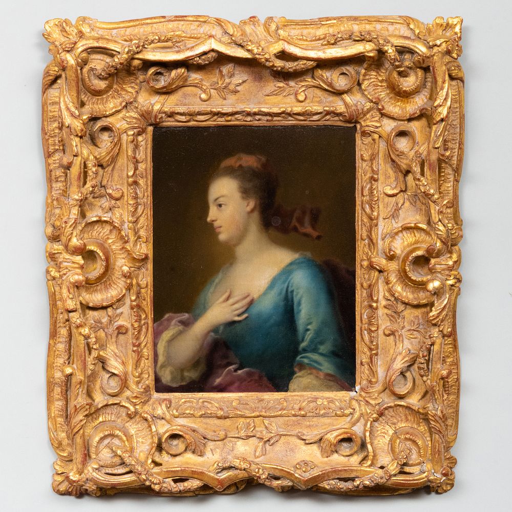 Appraisal: European School Portrait of a Maiden Oil on copper unsigned