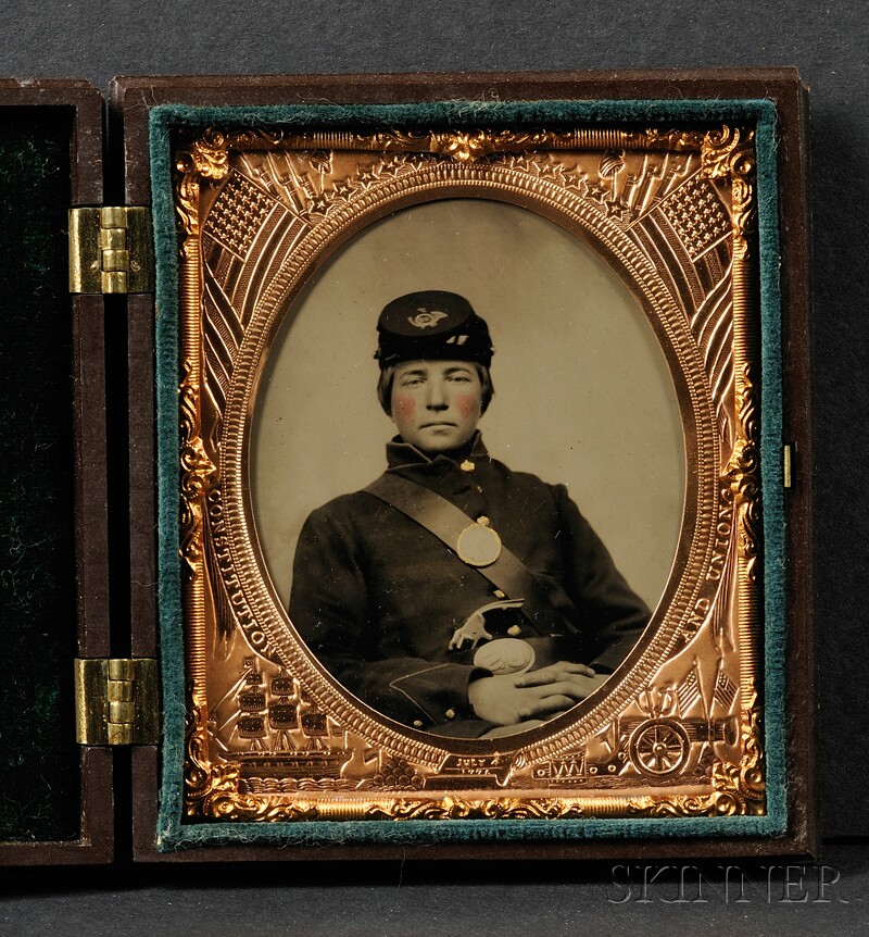 Appraisal: Sixth Plate Tintype of a Seated Young Civil War Union