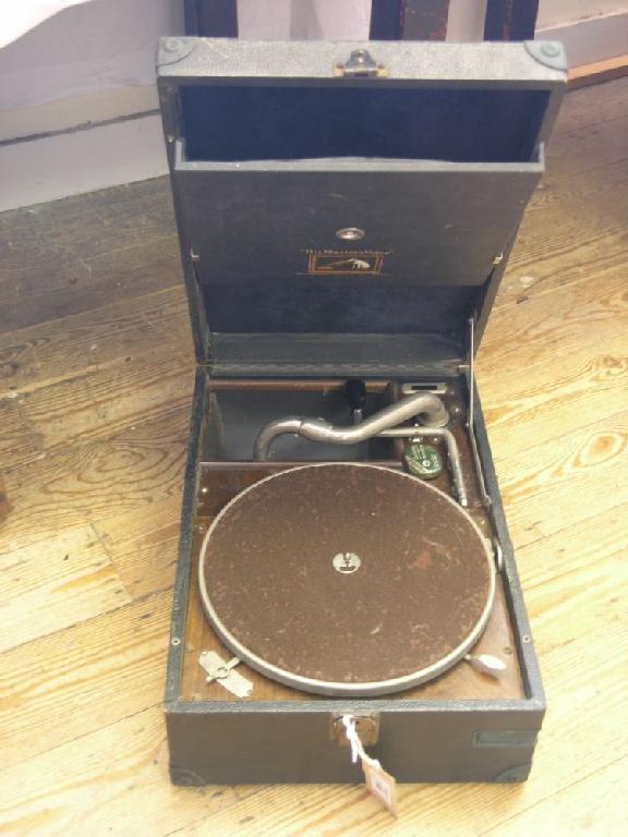 Appraisal: An early th century portable HMV gramophone and a selection